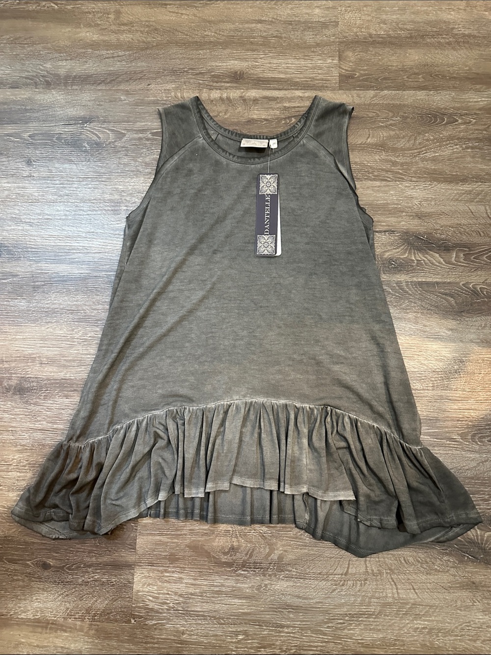 Dantelle Sleeveless Ruffle-Hem tunic in Gray